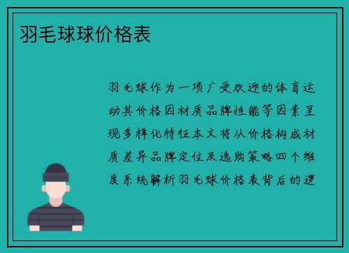 羽毛球球价格表